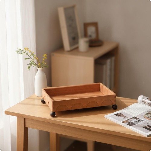 Wooden tray with - wooden, feet