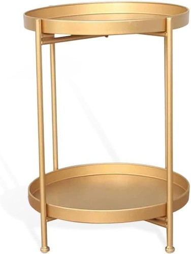 Gold side table round tier - table,