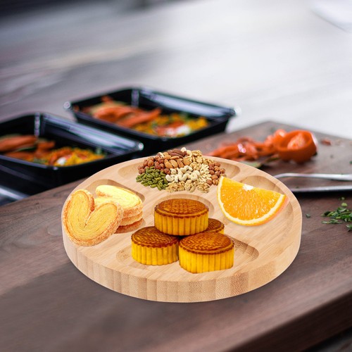 Wooden round storage tray - wooden, with