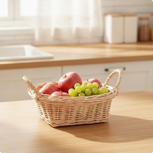Wicker basket with handles - wicker,