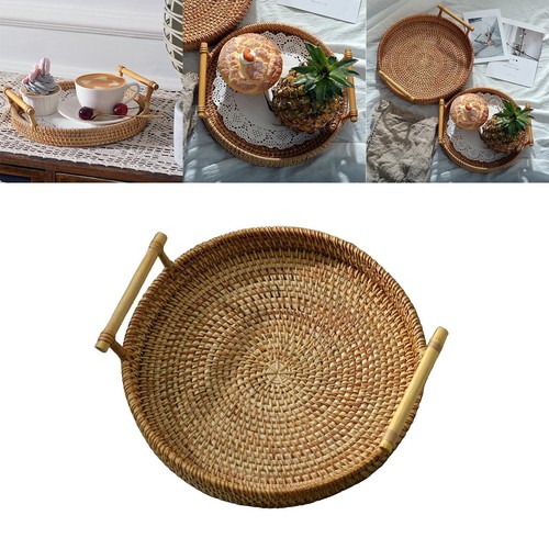 Handwoven basket storage tray - basket,