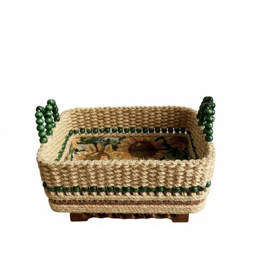 Woven tray with handles - woven,