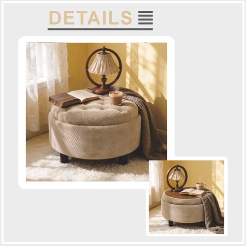 Round storage ottoman - storage, with