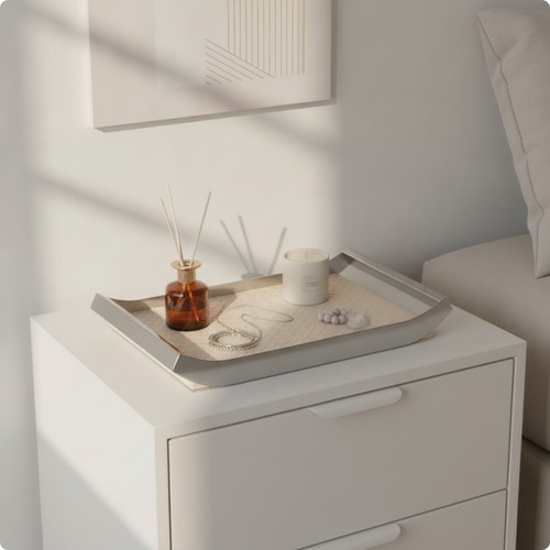Tray with leather insert - tray,