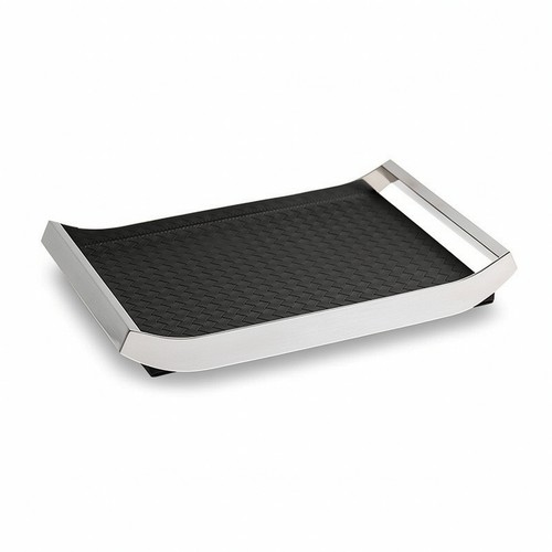 Tray with leather - tray, woven