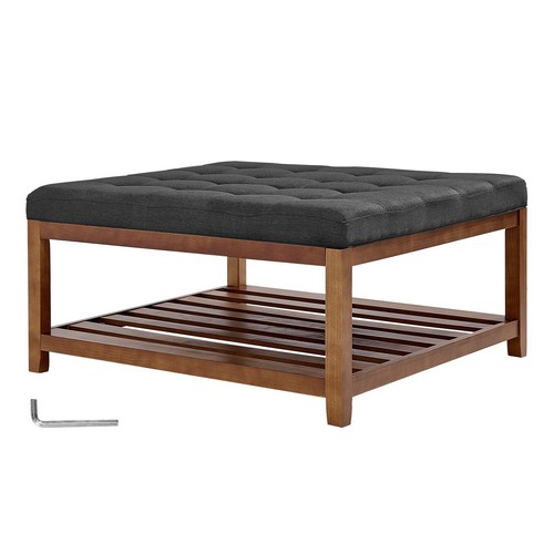 Large square ottoman coffee - large,