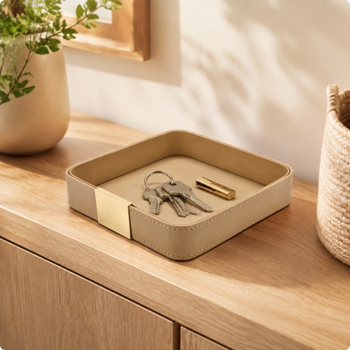 Leather storage tray - storage,