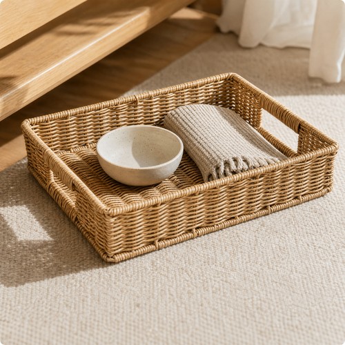 Rectangular woven tray with - rectangular,